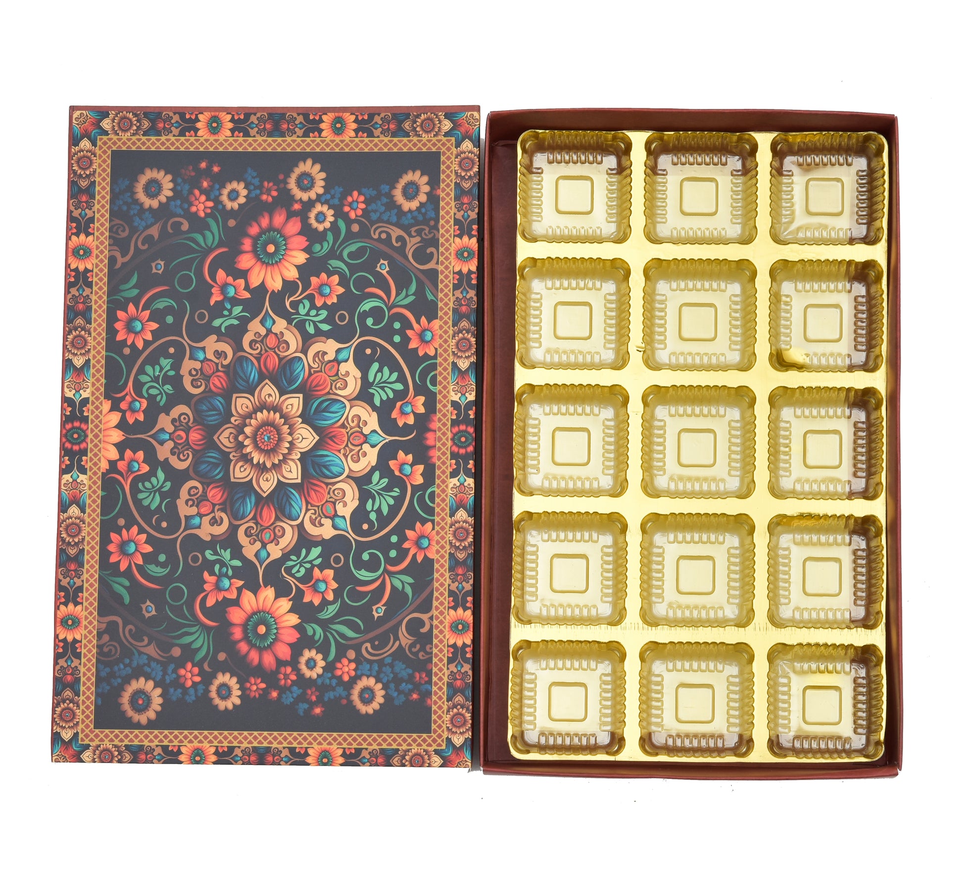 15 Cavity Folding Chocolate Box - Red Flower | Grownex Packaging | Chocolate Box