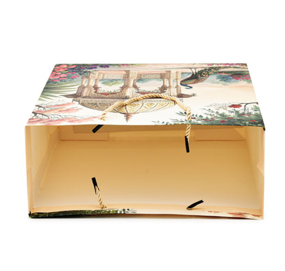 Royal Garden Print Matte Paper Bag with Handle 11.5 x 4.5 x 13.5 Inch for Hampers & Gifting
