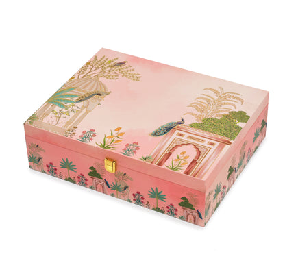 6 Jar Pink Wooden Box