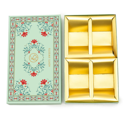 1 kg Sea Green Lotus Print Custom Foil Premium Sweet Box