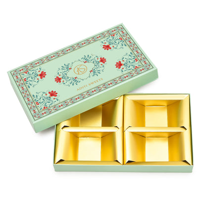 1 kg Sea Green Lotus Print Custom Foil Premium Sweet Box