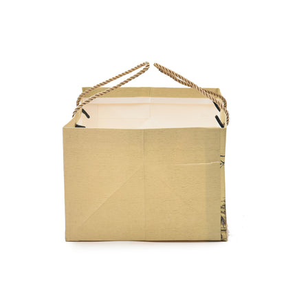 Beige Elephant Printed Paper Bag | Premium Gift Shop & Festive Event Packaging