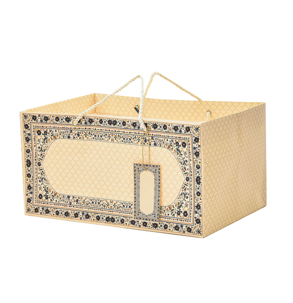 White Elephant Printed Paper Gift Bag 14.4 × 9.4 × 7.5 Inch | Luxury Hamper & Gift Packaging