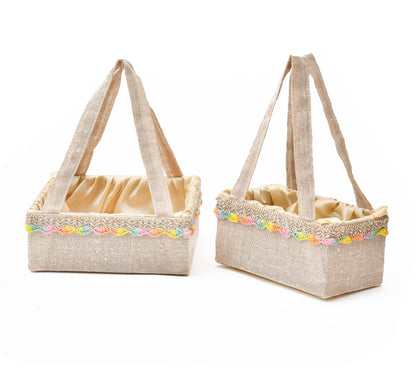 Jute Handle Decorative Basket | Wedding, Return Gift & Hamper Packaging
