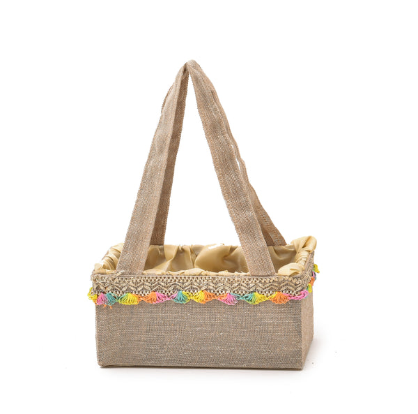 Jute Handle Decorative Basket - Lifestyle Gifting Shot | Grownex Packaging