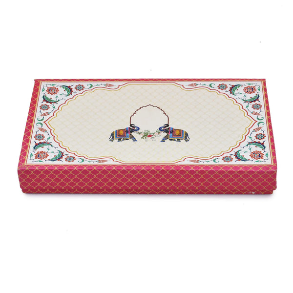 1 Kg Pink Elephant Print Premium Sweet Box with 4 Line Plastic Tray | Kappa Board Mithai Box | Grownex Packaging | Sweet Box