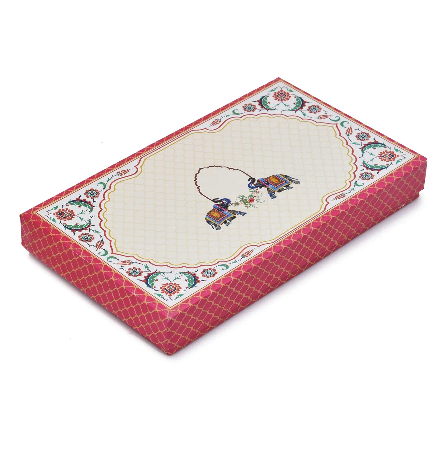 1 Kg Pink Elephant Print Premium Sweet Box with 4 Line Plastic Tray | Kappa Board Mithai Box | Grownex Packaging | Sweet Box
