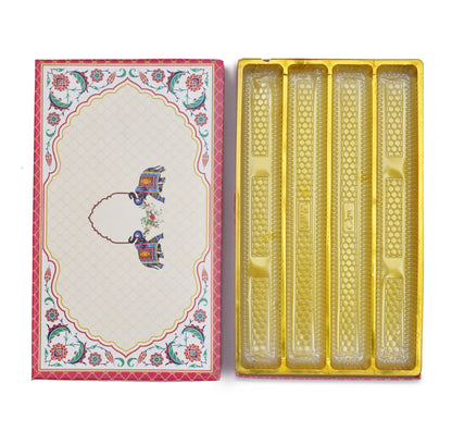 1 Kg Pink Elephant Print Premium Sweet Box with 4 Line Plastic Tray | Kappa Board Mithai Box | Grownex Packaging | Sweet Box