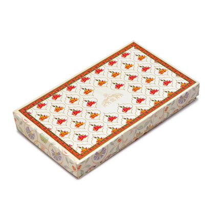 1 Kg Beige Lotus Print Premium Sweet Box with 4 Line Plastic Tray | Kappa Board Mithai Box | Grownex Packaging | Sweet Box