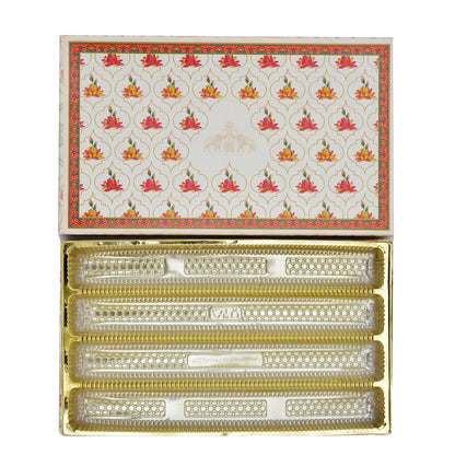 1 Kg Beige Lotus Print Premium Sweet Box with 4 Line Plastic Tray | Kappa Board Mithai Box | Grownex Packaging | Sweet Box
