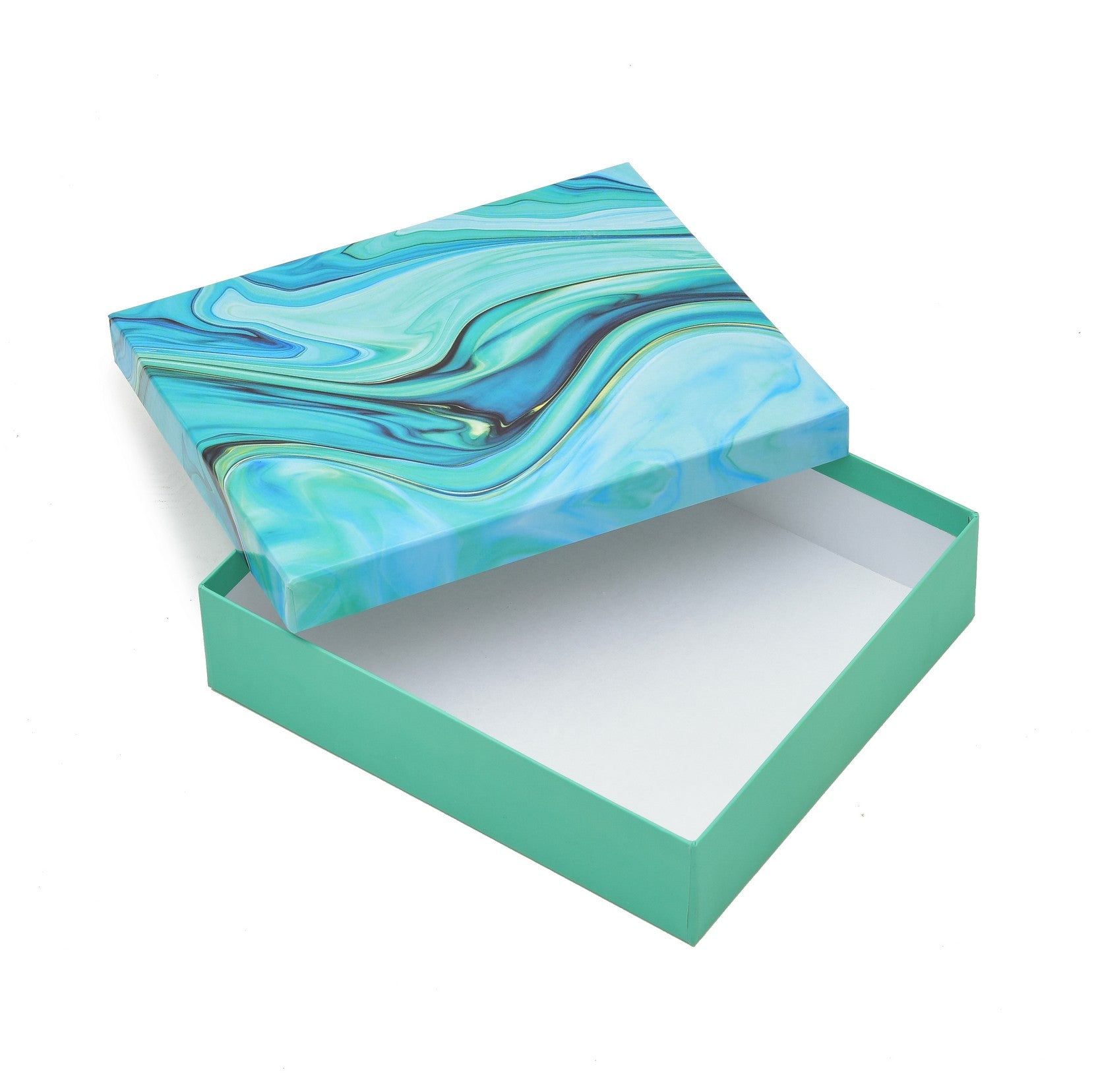 Gift Marble Blue Hamper Box 9.8x8.5x2.5 Inch | Grownex Packaging | Hamper Box