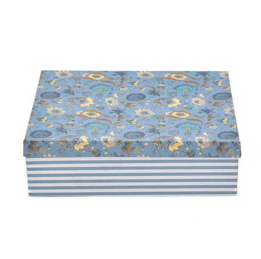 Floral Blue Hamper Box 12x10x4 Inch