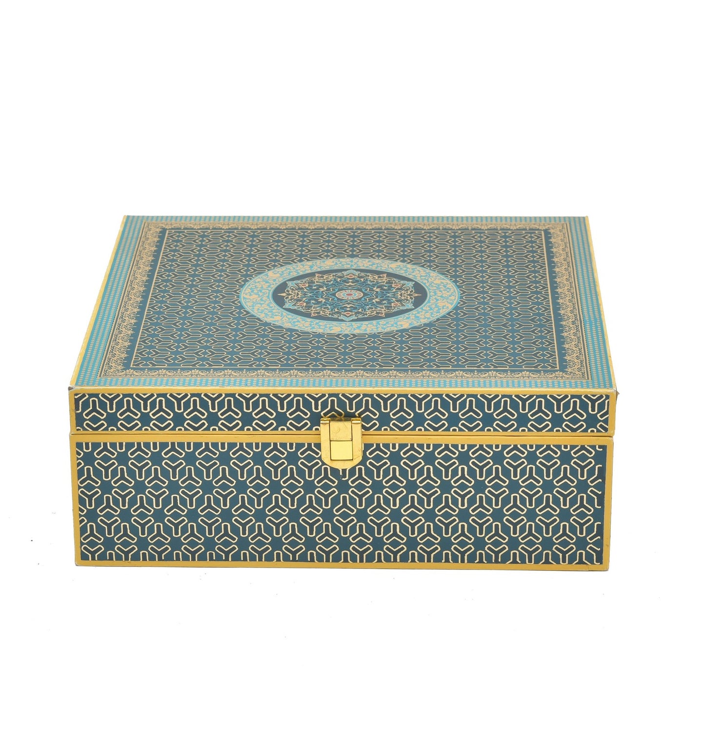 4 Jar Blue Foil Wooden Box