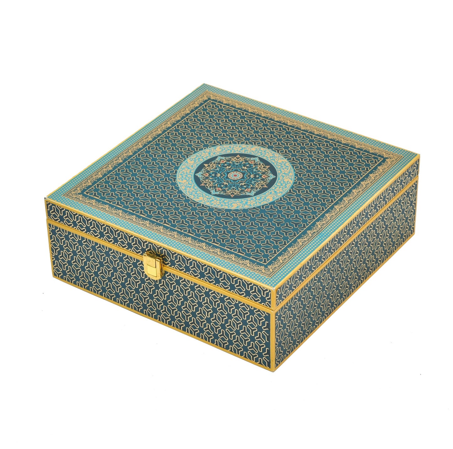 4 Jar Blue Foil Wooden Box