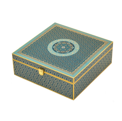 4 Jar Blue Foil Wooden Box