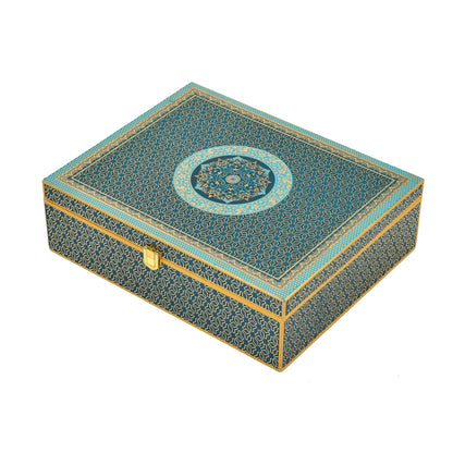 6 Jar Blue Foil Wooden Box