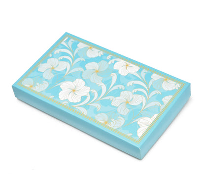 1 Kg Sea Green-White Floral Print Premium Sweet Box with 4 Line Plastic Tray | Grownex Packaging | Sweet Box