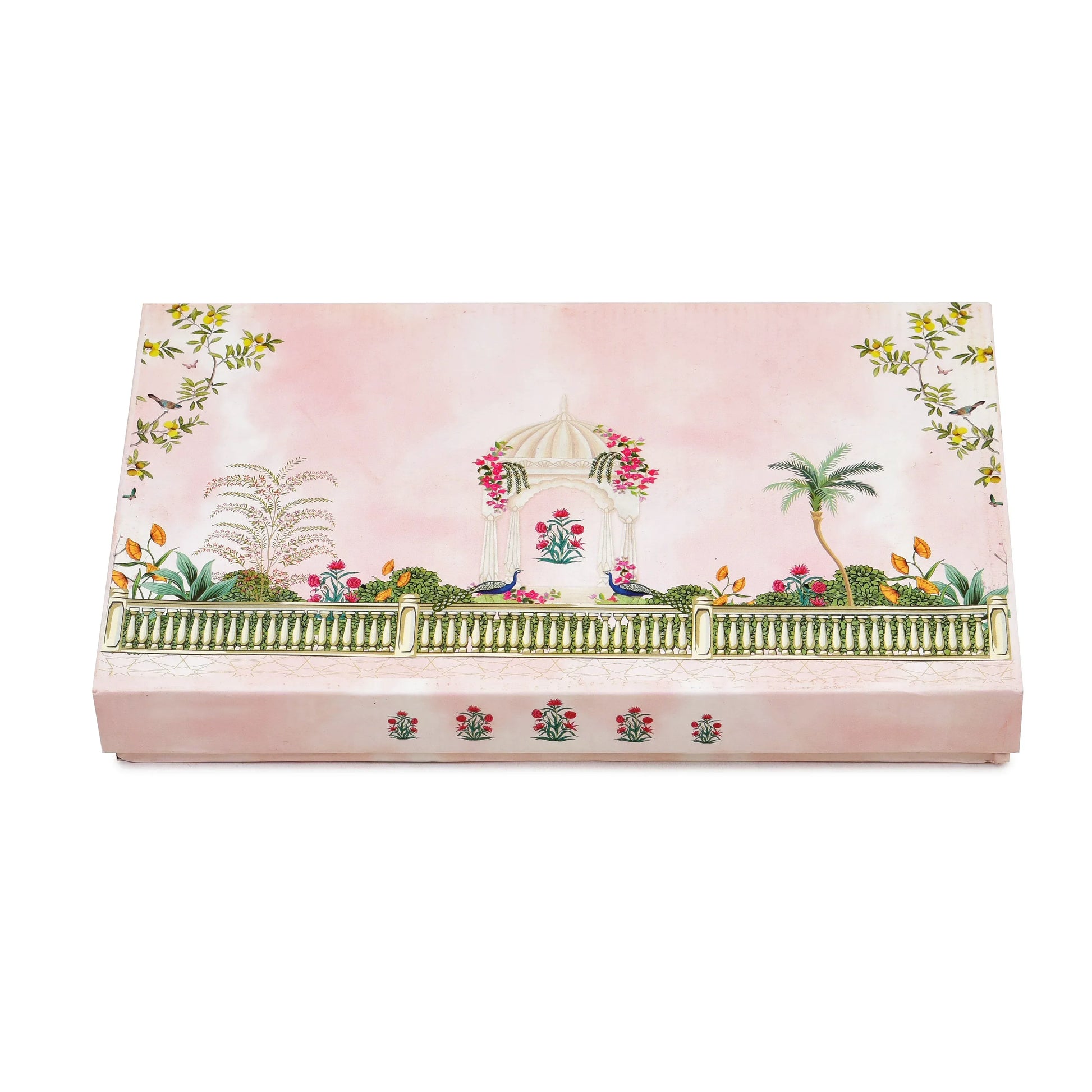 1 Kg Garden Theme Print Premium Sweet Box with 4 Line Plastic Tray | Kappa Board Mithai Box | Grownex Packaging | Sweet Box