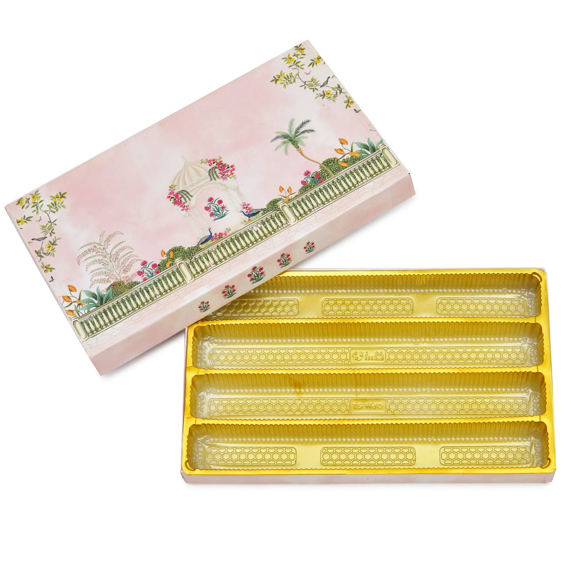1 Kg Garden Theme Print Premium Sweet Box with 4 Line Plastic Tray | Kappa Board Mithai Box | Grownex Packaging | Sweet Box