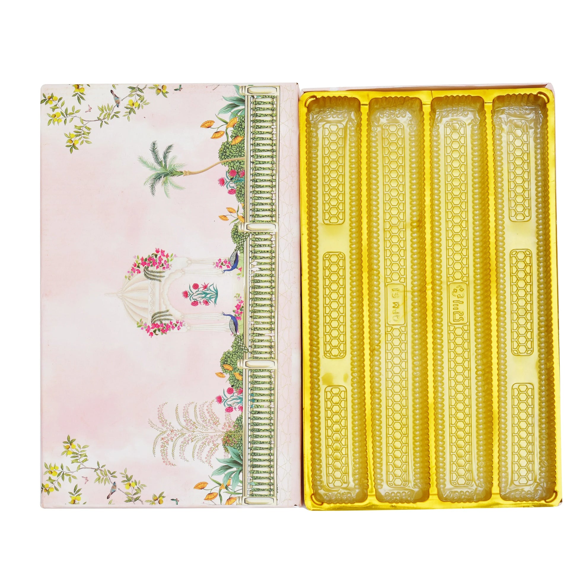 1 Kg Garden Theme Print Premium Sweet Box with 4 Line Plastic Tray | Kappa Board Mithai Box | Grownex Packaging | Sweet Box