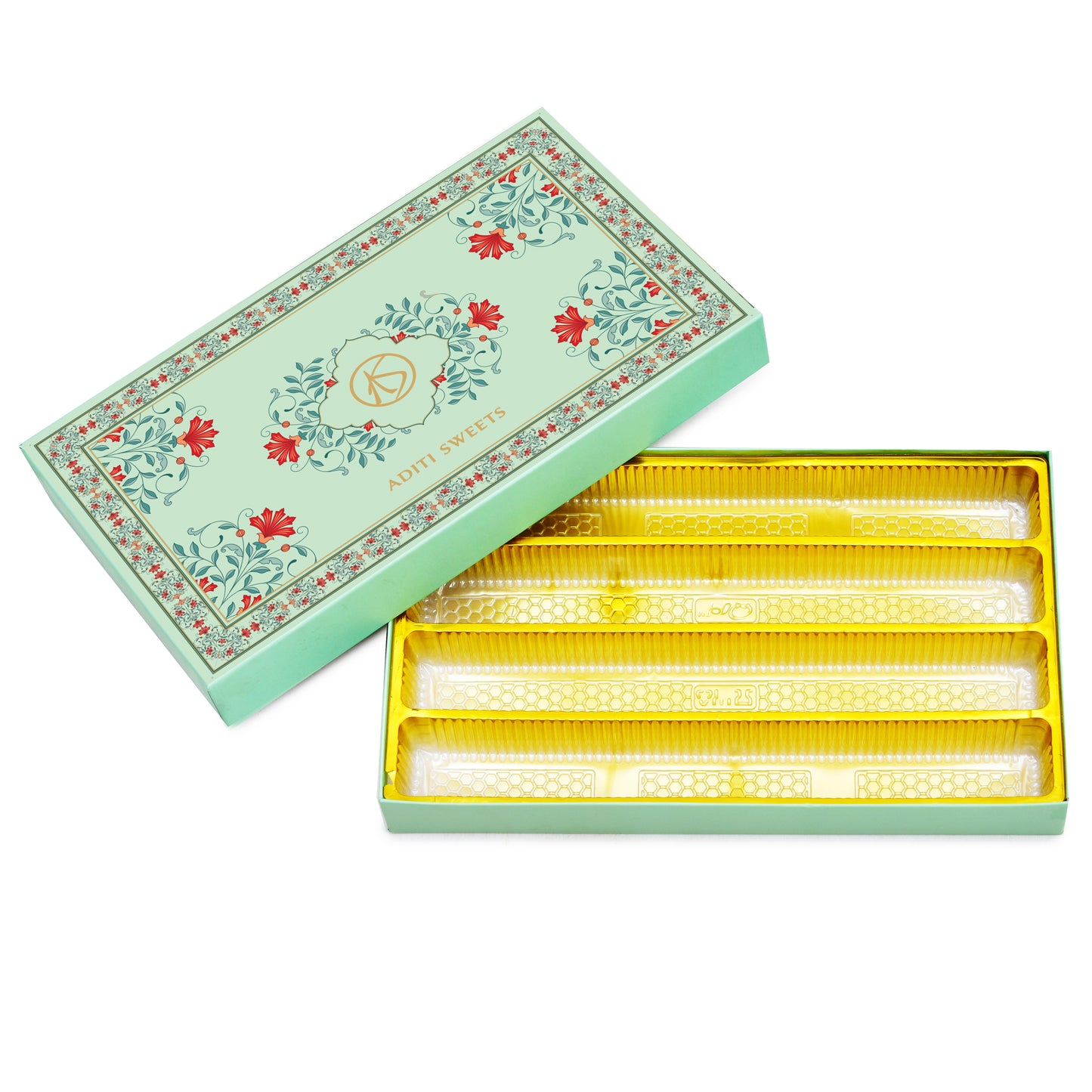 1 kg Sea Green Lotus Print Custom Foil Premium Sweet Box