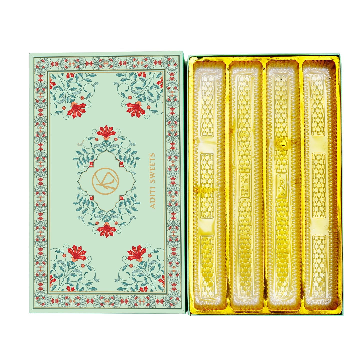 1 kg Sea Green Lotus Print Custom Foil Premium Sweet Box