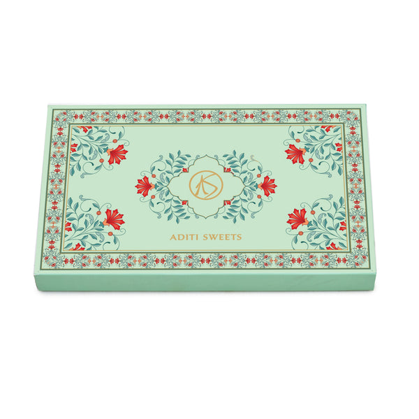 1 kg Sea Green Lotus Print Custom Foil Premium Sweet Box
