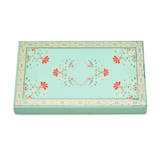 1 Kg Sea Green Lotus Print Foil Premium Sweet Packaging Box | Grownex Packaging | Sweet Box