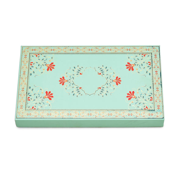 1 Kg Sea Green Lotus Print Foil Premium Sweet Packaging Box | Grownex Packaging | Sweet Box