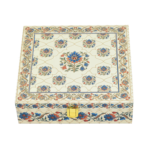Beige Lotus Blue Wooden Gift Box | Wedding & Festive Celebrations
