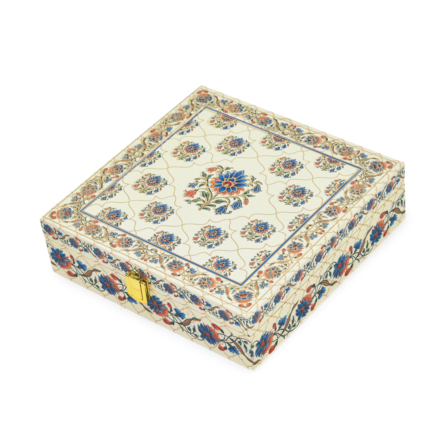Beige Lotus Blue Wooden Gift Box | Wedding & Festive Celebrations