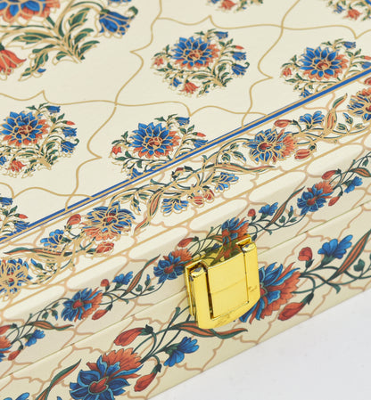 Beige Lotus Blue Wooden Gift Box | Wedding & Festive Celebrations