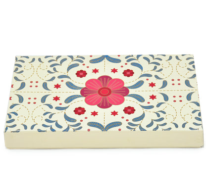 Royal Floral Luxury Mithai Gift Box with Golden Tray – Cream & Multicolor | Grownex Packaging | Sweet Box