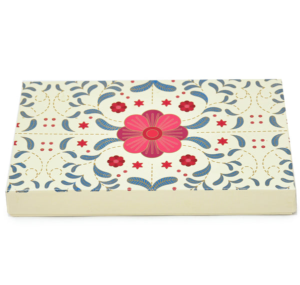 Royal Floral Luxury Mithai Gift Box with Golden Tray – Cream & Multicolor | Grownex Packaging | Sweet Box