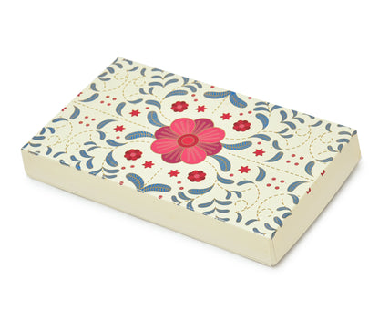 Royal Floral Luxury Mithai Gift Box with Golden Tray – Cream & Multicolor | Grownex Packaging | Sweet Box