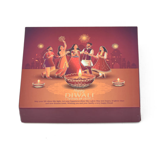 Happy Diwali Festival Gift Box | Group Celebration & Diya Art | Luxury Sweets Packaging | Grownex Packaging | Hamper Box