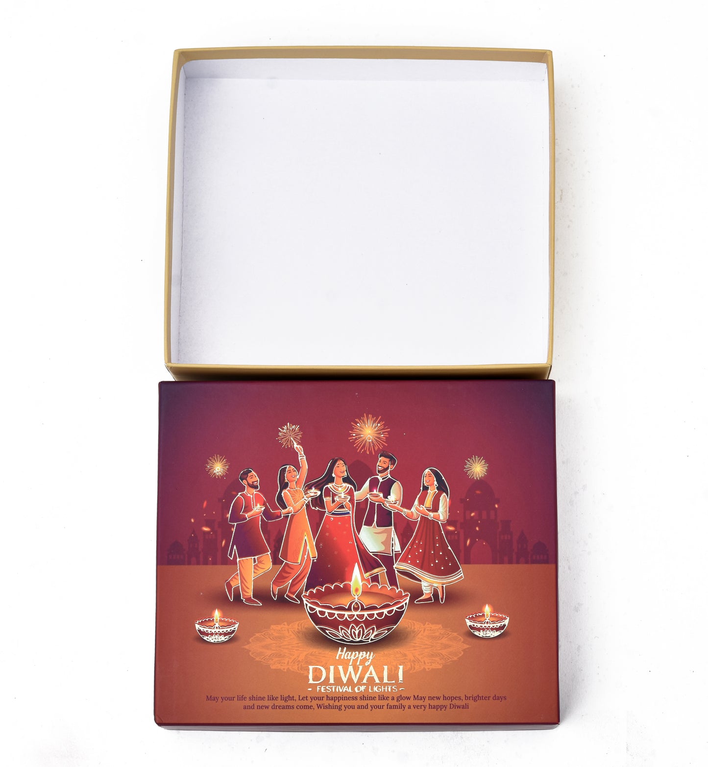 Happy Diwali Festival Gift Box | Group Celebration & Diya Art | Luxury Sweets Packaging | Grownex Packaging | Hamper Box