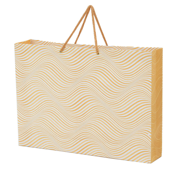 Golden Zebra Print Paper Bag 15.5x3.75x13.5 inch | Grownex Packaging | paper bags