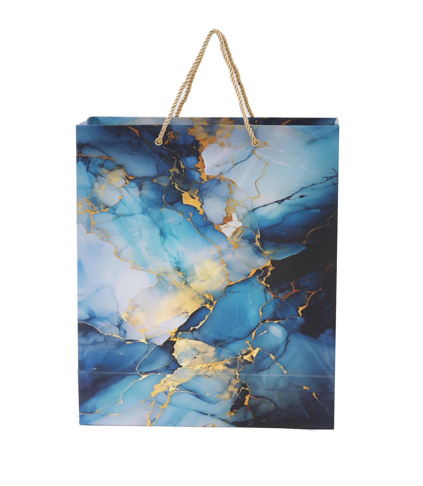 Blue Marble Print Paper Bag 11.5x4.5x13.5 Inch