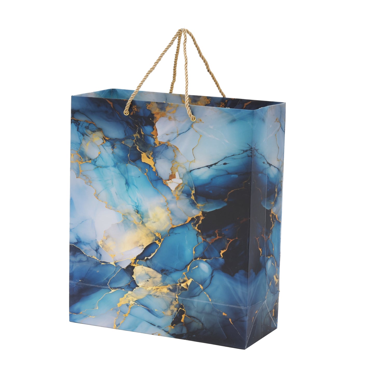 Blue Marble Print Paper Bag 11.5x4.5x13.5 Inch