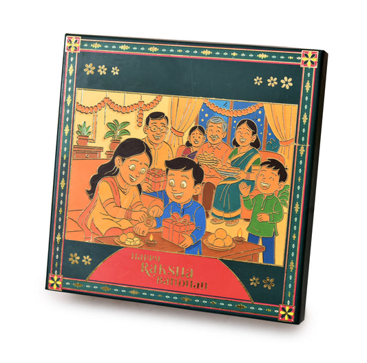 Rakhi Gift Hamper Box - Dark Green (Size - 7.9 x7.9x2.25 Inches) | Grownex Packaging | Hamper Box