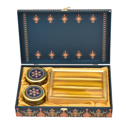 Blue Floral Regal Wooden Box | Grownex Packaging | wooden box