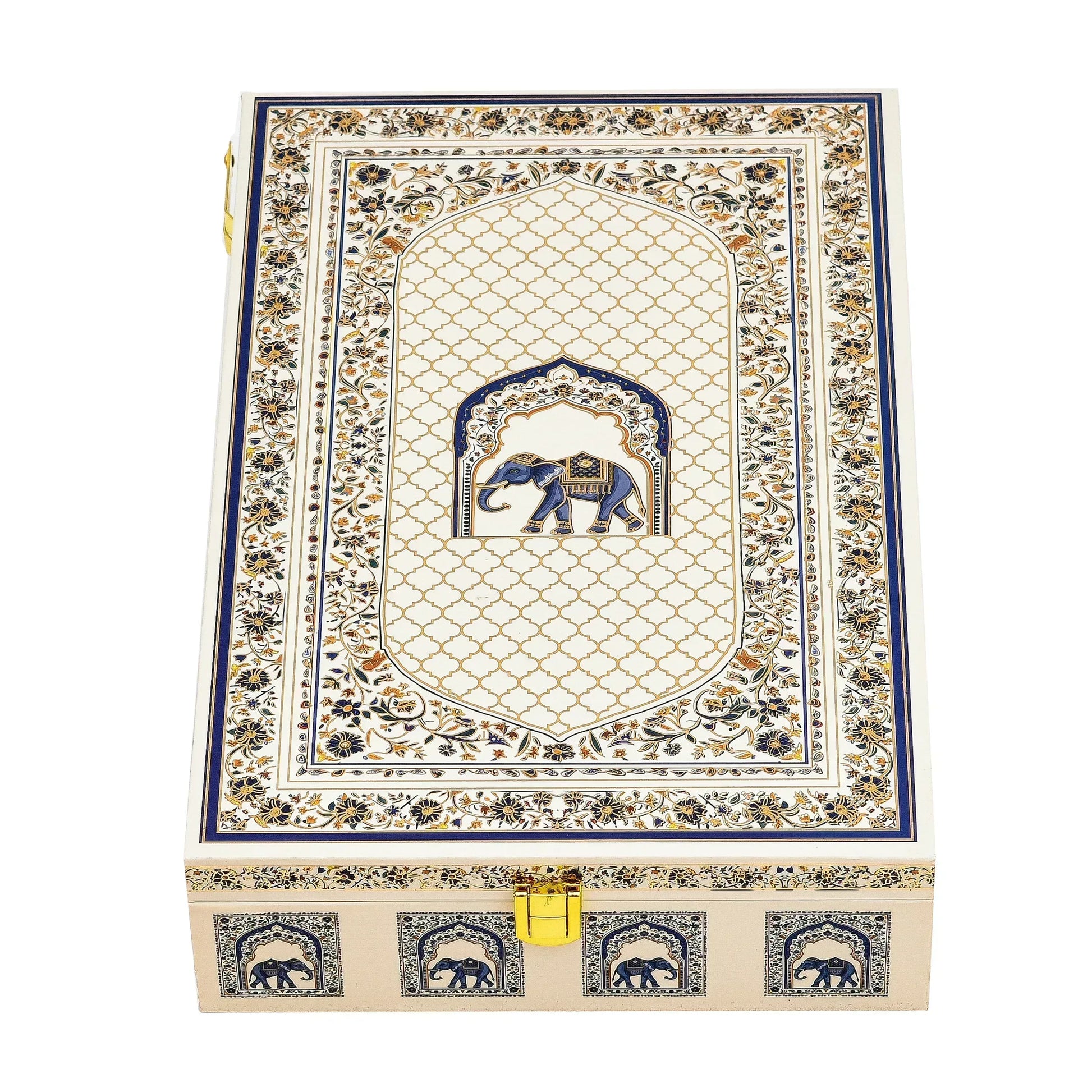 Customized White Royal Elephant Wooden Box with Custom Paper Bag | Personalized Wedding Gift Combo | Grownex Packaging | wooden box