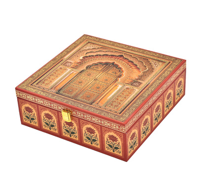 Royal Door Print Wooden Gift Box for 4 Jars | Premium Gift Packaging