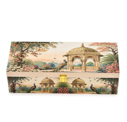 Royal Garden Print Wooden Gift Box with 3 Jars | Premium Dry Fruit Box