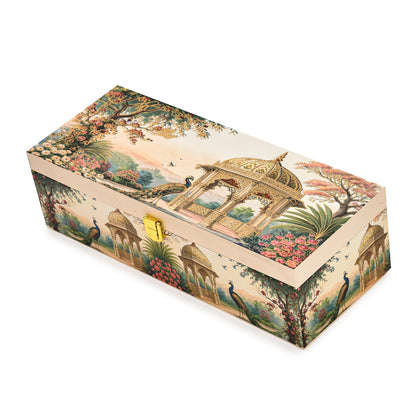 Royal Garden Print Wooden Gift Box with 3 Jars | Premium Dry Fruit Box