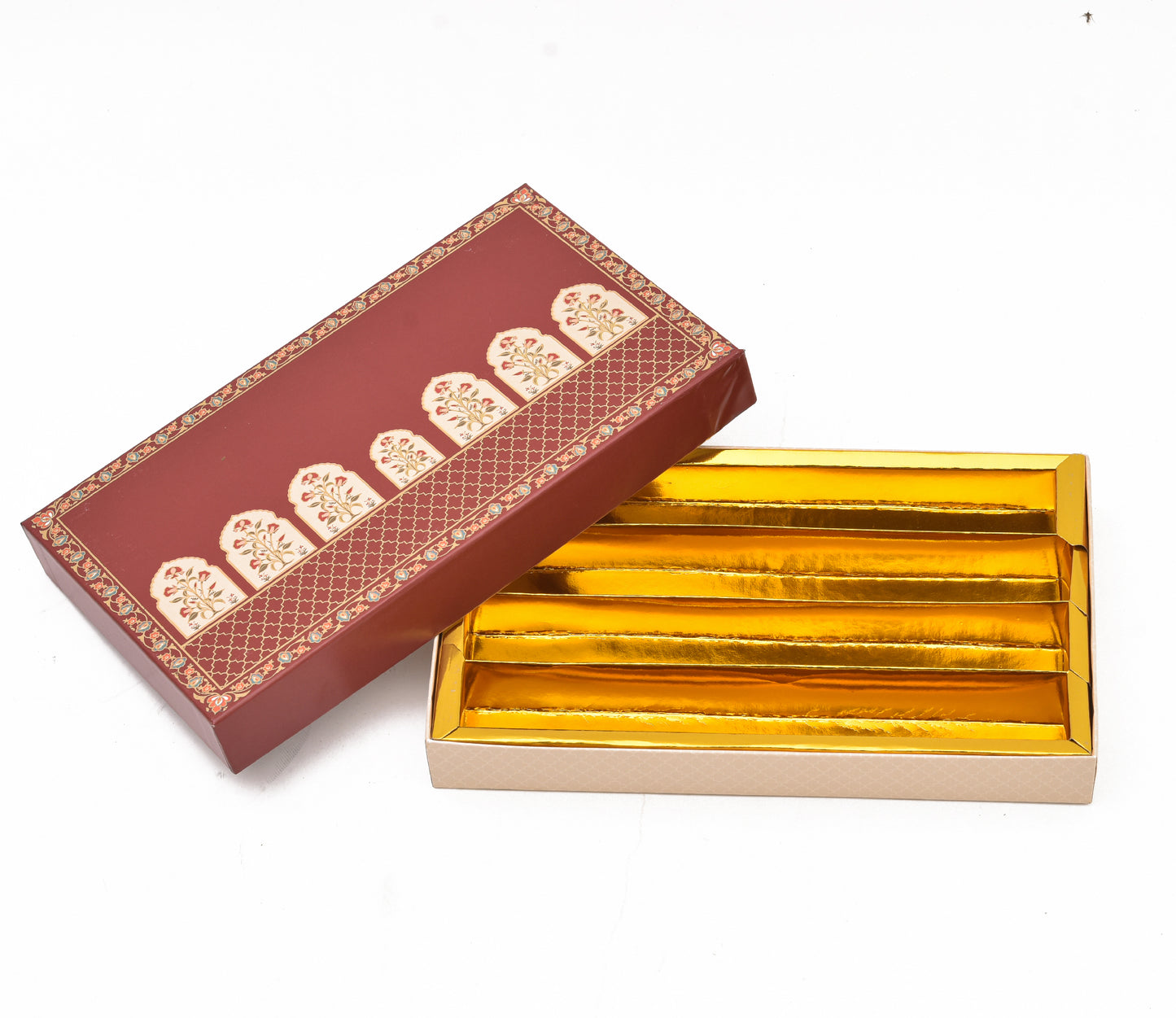 Cherry Red Foil Print 4 Line Sweet Box | 1kg Premium Matte Finish Mithai Gift Box