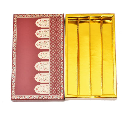 Cherry Red Foil Print 4 Line Sweet Box | 1kg Premium Matte Finish Mithai Gift Box