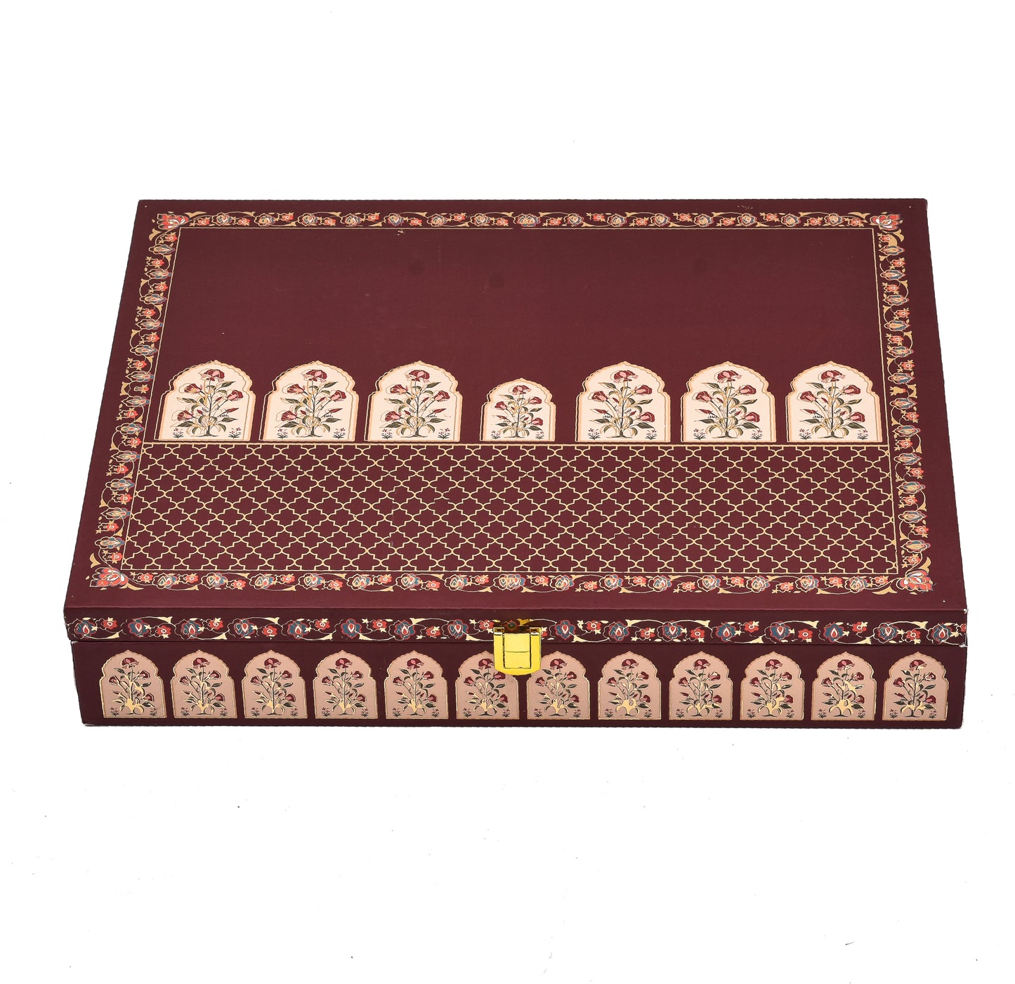 Red Blossom Theme Wooden Bhaji Box | Premium Shagun & Wedding Gift Box