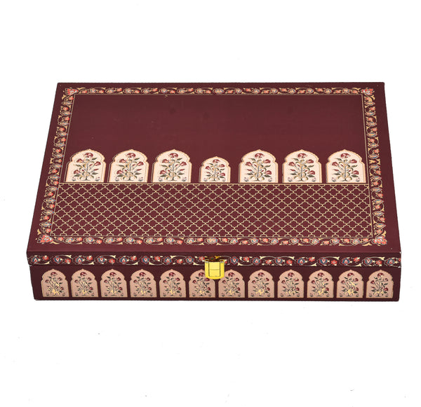 Red Blossom Theme Wooden Bhaji Box | Premium Shagun & Wedding Gift Box